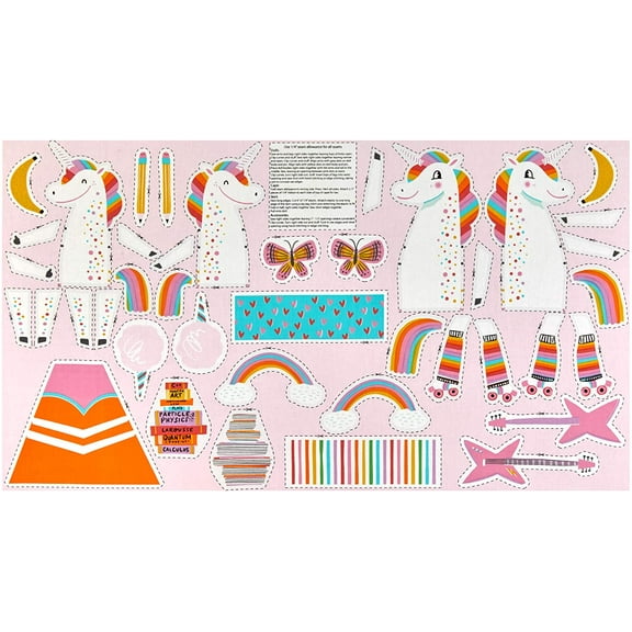 Robert Kaufman Kaufman Magical Rainbow Unicorns Dolls 24'' Panel Fabric