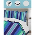 thumbnail image 4 of Quilts Queen Size Bedding Set, Mexican Style Lightweight Quilted Comforter, Colorful Mexico Stripes Teal Blue Soft Reversible Bedspread Coverlet with Pillow Covers for All Season, 90" x 96", 4 of 7