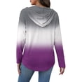 thumbnail image 7 of Hoodies Sweatshirt for Women Half Button Hooded Pullover Drawstring Long Sleeve Shirts Tops Gradient Clothes, 7 of 7