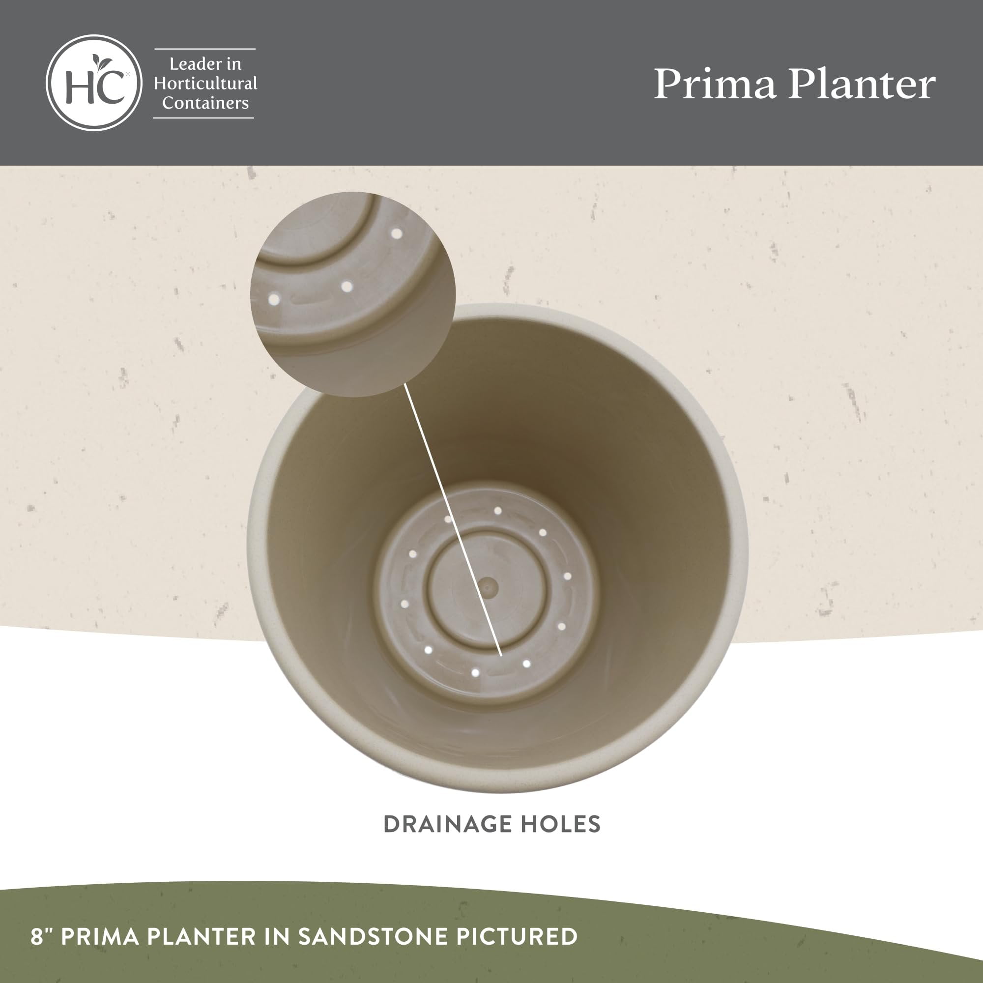 The HC Companies 6 Inch Round Prima Planter - Small Plastic Plant Pot with Rolled Rim for Indoor Outdoor Plants Flowers Herbs, Sandstone Pack of 4