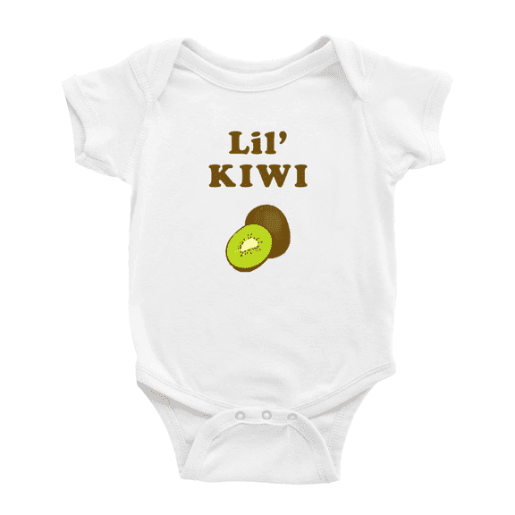 Cute Baby Bodysuit Lil Kiwi Fruit Funny Boy & Gril Jumpsuit Romper Bodysuit (White, 6-12 Months)