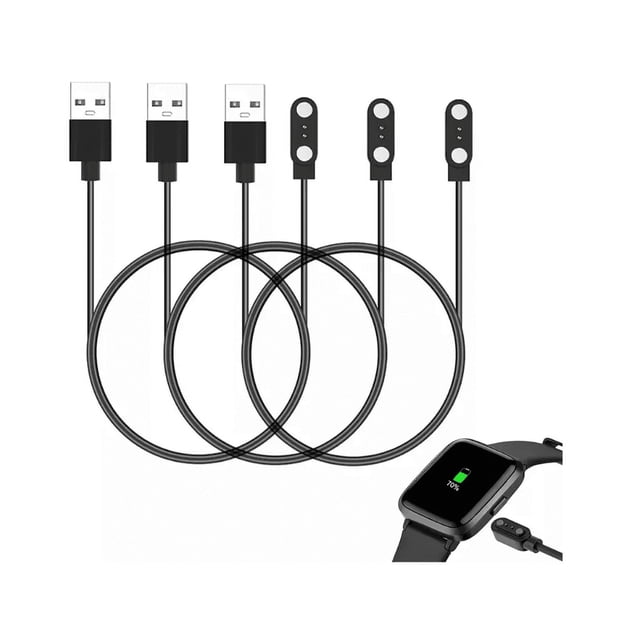 3 Cargador Para Haylou Solar Ls01 Ls02 Cable Usb Smart Watch negro