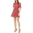 thumbnail image 2 of INSPIRE CHIC Women's Dress Peter Pan Collar Ruffle Cuff A-Line Layered Dress XL Watermelon Red, 2 of 7