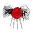 thumbnail image 2 of Terrifying Hand Bone Rose Hair Clip Halloween Gothic Unique Dress Up Accessory Mesh Side Decoration Elegant Barrette, 2 of 5