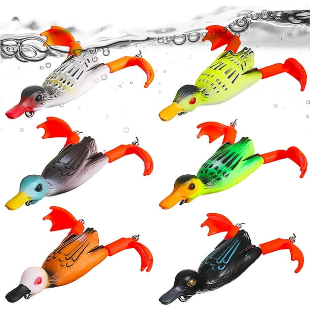 6 Pieces Duck Fishing Lure 3D Duck Topwater Fishing Lure Duckling Floating  Artificial Bait Topwater Fishing Lures for Bass Soft Plastic Fishing Bait