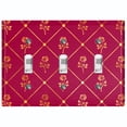 thumbnail image 1 of Metal Light Switch Plate Cover Elegant Yellow Tufted Rose Burgundy Damask DAM080, 1 of 13