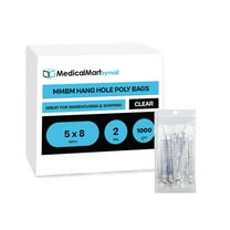 MMBM 2 Mil 5" x 8" Mini Zipper Plastic Reclosable Bags with Hang Hole 1000 Pcs