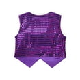 thumbnail image 2 of inhzoy Kids Boys Girls Shiny Sequin Vest Waistcoat Jacket Modern Dance Costume Purple 13-14, 2 of 5