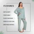 thumbnail image 3 of GUdiPUdi Women's Round Neck Viscose Made of Bamboo Pajama Set Hot Flash Menopause Relief PJs Comfortable Stylish Sleepwear Teal, 3 of 8
