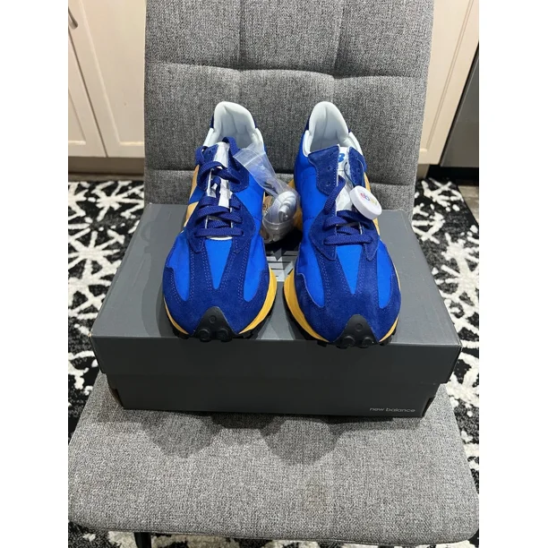 Size 11.5 - New Balance 327 Marine Blue Yellow. Never worn with laces and box