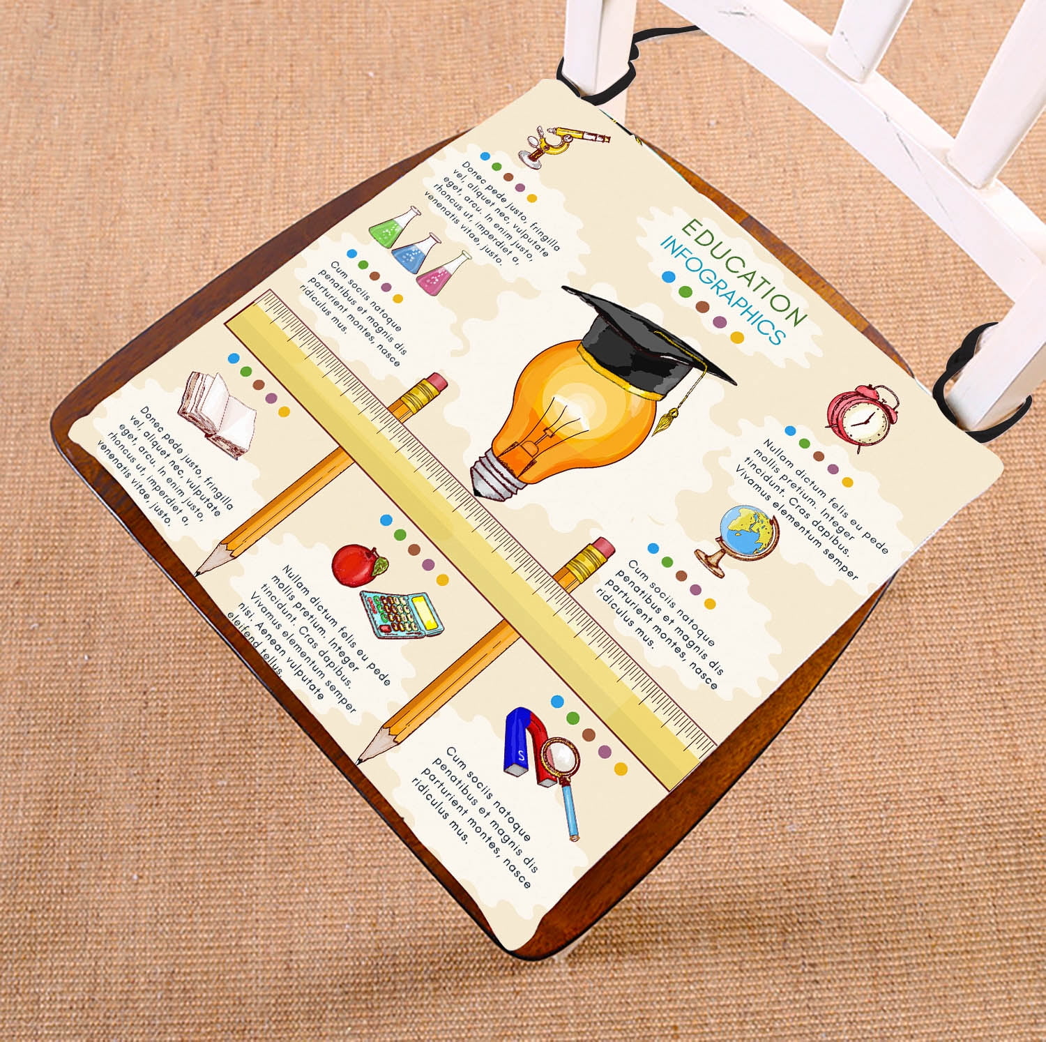 YKCG Education Infographics Back to School Seat Cushion Chair Cushion