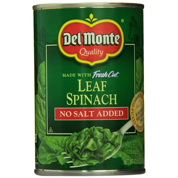 Del Monte No Salt Added Leaf Spinach (Pack of 6) 13.5 oz Cans
