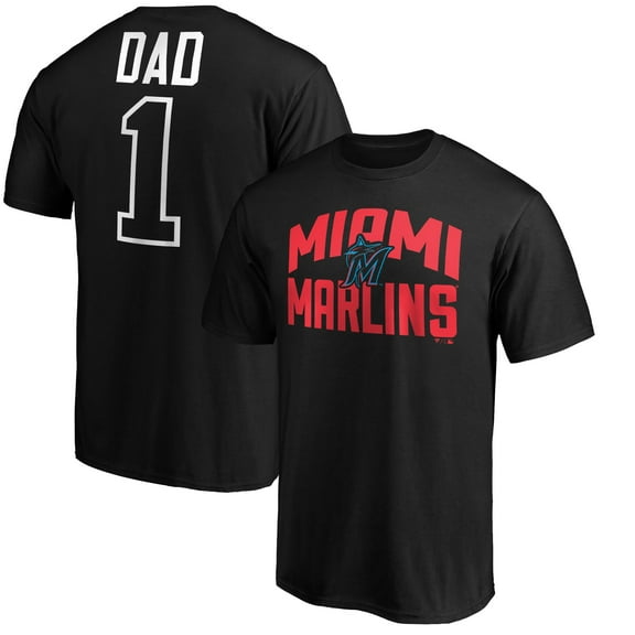 Men's Black Miami Marlins Father's Day #1 Dad T-Shirt