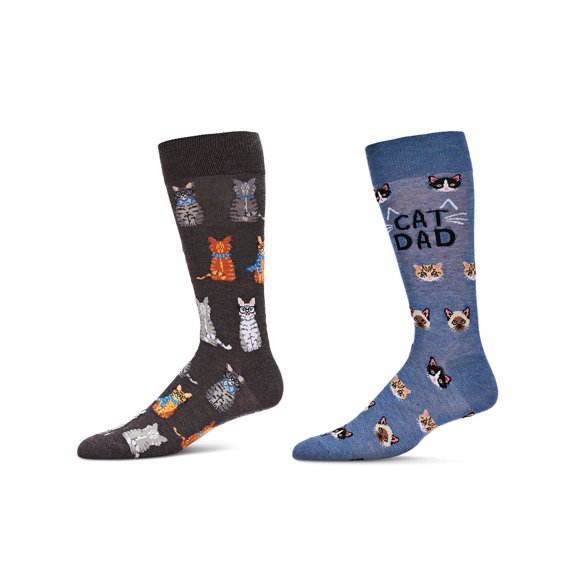 MeMoi Men's 2 Pair Pack Novelty Animal Crew Socks - Mens - Male, 10-13, Gray