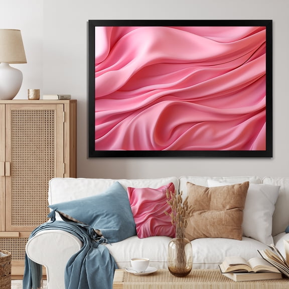 Designart "Waltz Whirl Pink Serenade I" Abstract Framed Wall Art Decor - Modern Pink Abstract Geometric Living Room Framed Canvas Art