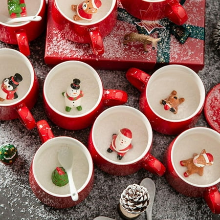 

Christmas Surprise 3D Coffee Mug/Cute Cartoon Handmade Ceramics Cup/Christmas Birthday Surprise Mug/ Mug Cute Cartoon Handmade Ceramics Cup for Boys Girls Kids Women Men