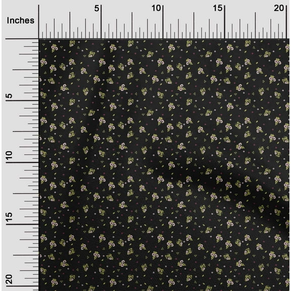 oneOone Organic Cotton Poplin Twill Fabric Leaves & Floral Artistic Print Fabric BTY 42 Inch Wide