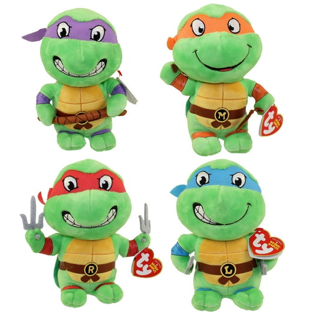 Ty Beanie Babies Teenage Mutant Ninja Turtles Set Of 4 Donatello Leonardo Michelangelo Raph Walmart Com Walmart Com