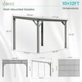 thumbnail image 2 of Domi 10x12FT Lean to Gazebo, Outdoor Hardtop Wall Mounted Gazebo with Sloping Galvanized Steel Roof, Upgraded Heavy Duty Mounted Shelter with Drainage System for Deck, Porch, Backyard, 2 of 10