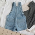 thumbnail image 3 of Girl Vintage Wash Denim Shorts, Adjustable Straps Denim Bib Braces Rompers, 3 of 5