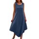 thumbnail image 2 of mfyjkho Vestidos para mujer, Vestido irregular de color liso para mujer, suelto, sin mangas, con cuello redondo y botones laterales Vestidos maxi para mujer s, 2 of 7