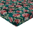 thumbnail image 4 of Ambesonne Protea Flowers Fitted Sheet, Watercolor Floral, Full Size, Forest Green Dark Coral, 4 of 5