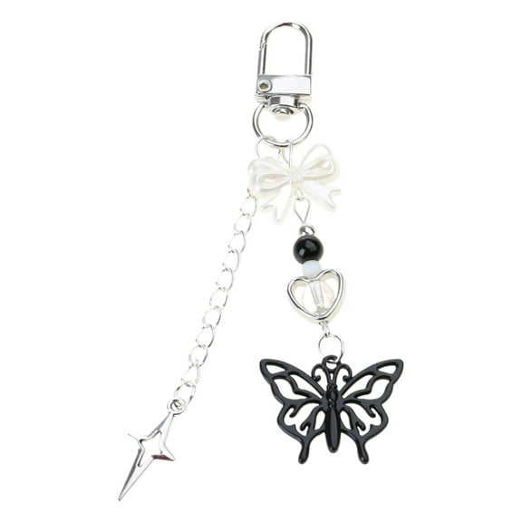 ZYHARUKO Handmade Beaded Bowknot Phone Chain Four Leaf Clovers Cellphone Charm Keyring Pendant Bag Accessory for Women and Girls