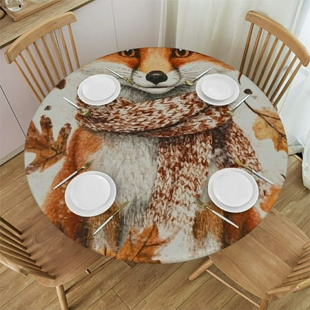 

Patifu Foxes Leaves Round Tablecloth Stain-Resistant & Washable 100% Polyester Fiber for Picnic Dining Kitchen Outdoor Events Various Sizes Ideal for Restaurants and Parties 42 -46