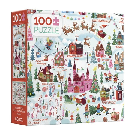 Ceaco 100 Piece Santa's City Map (Jill Howarth) Interlocking Jigsaw Puzzle