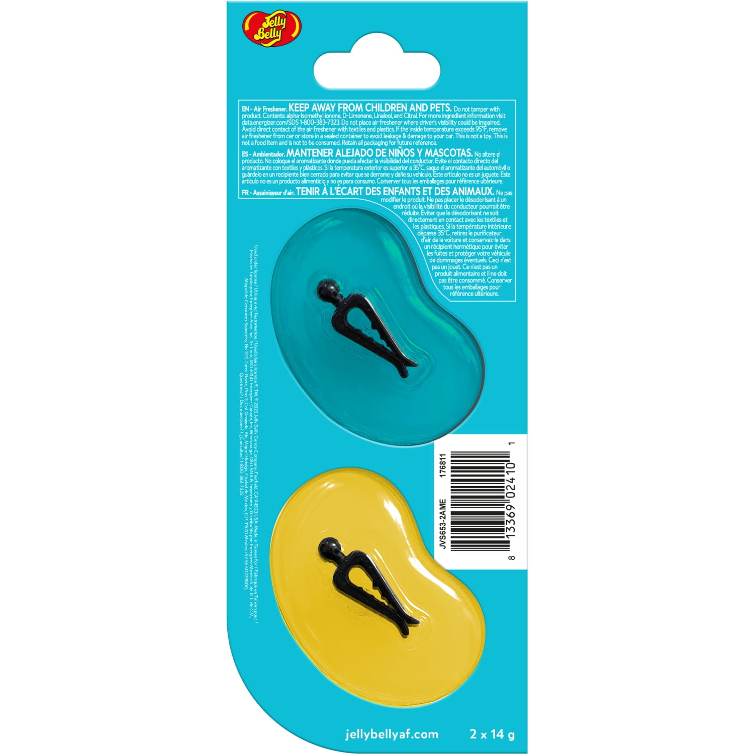 Jelly Belly Duo Car Air Freshener Vent Clips, Berry Lemonade Scent, 2 Pack, ENERGIZER JB DUO BERRYLEMN 2PK