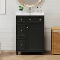 thumbnail image 3 of 24" Durable Compact Freestanding Cabinet, Bathroom Storage Unit with Soft Close Door, Modern Small Bathroom Vanity with Storage for Bathroom, Black, 3 of 9