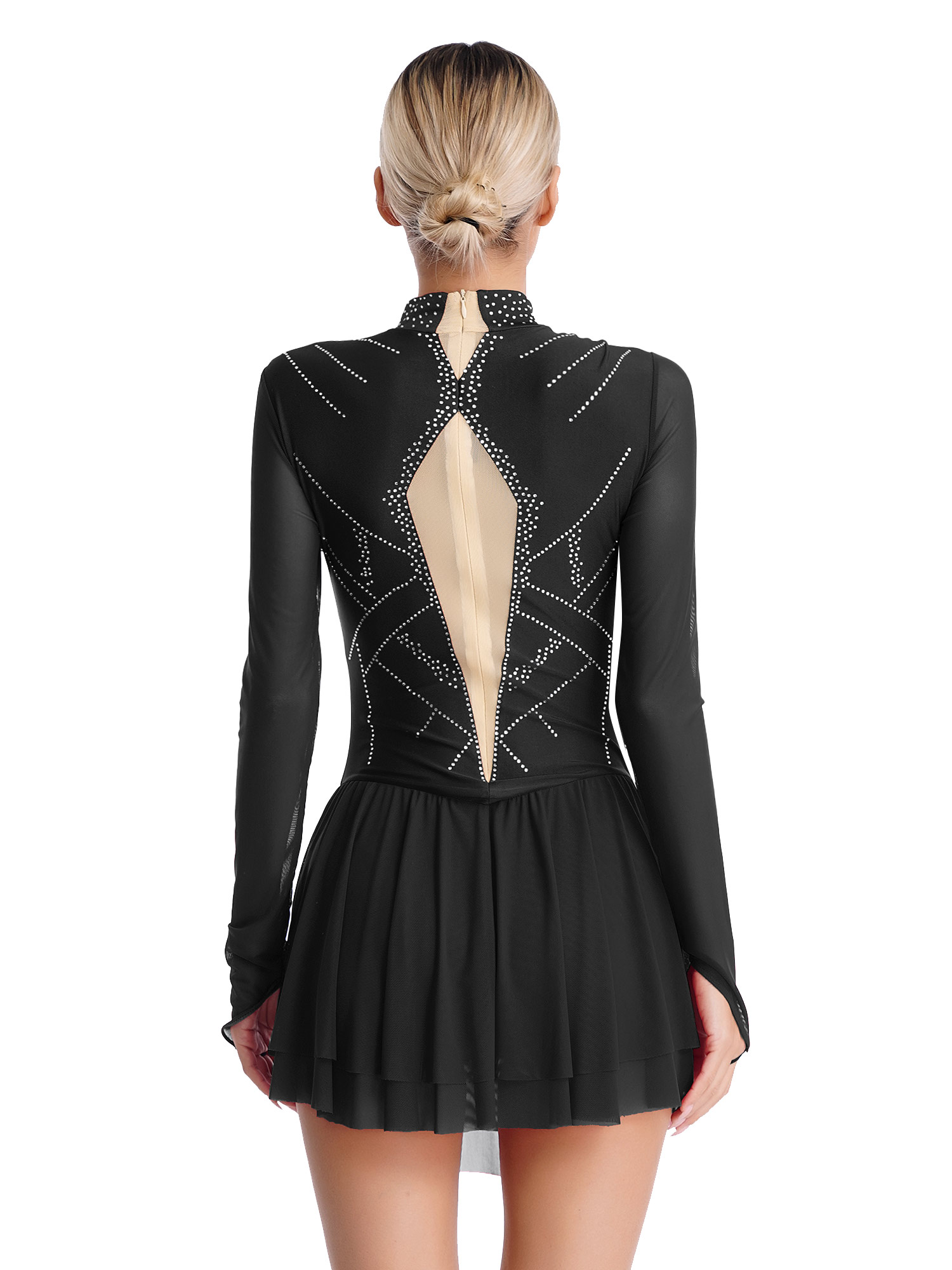Robe De Danse Justaucorps Femme SYWIYI - Manches Longues, Strass, Pour Patinage Et Gym - 10