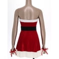 thumbnail image 3 of TiaoBug Womens Christmas Holiday Santa Costume Velvet Tube Dress Strapless Flare A Line Party Dress Red S, 3 of 7