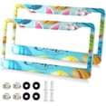 thumbnail image 2 of GZHJMY Easter Bunny Egg License Plate Frames, License Plate Covers, 2 Packs Universal Aluminum Tag Frame with 2 Holes & Screw Caps for Front and Rear Car Tags, Elliptical Hole Decorative, 2 of 7