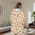 thumbnail image 5 of Wearable Lamb Fleece Blanket Hoodie,Pioneer Flower Floral Print Pattern Oversized Sherpa Blanket Hoodie with Super Pockets,Super Warm Fuzzy Pullover for Women & Men, 5 of 6