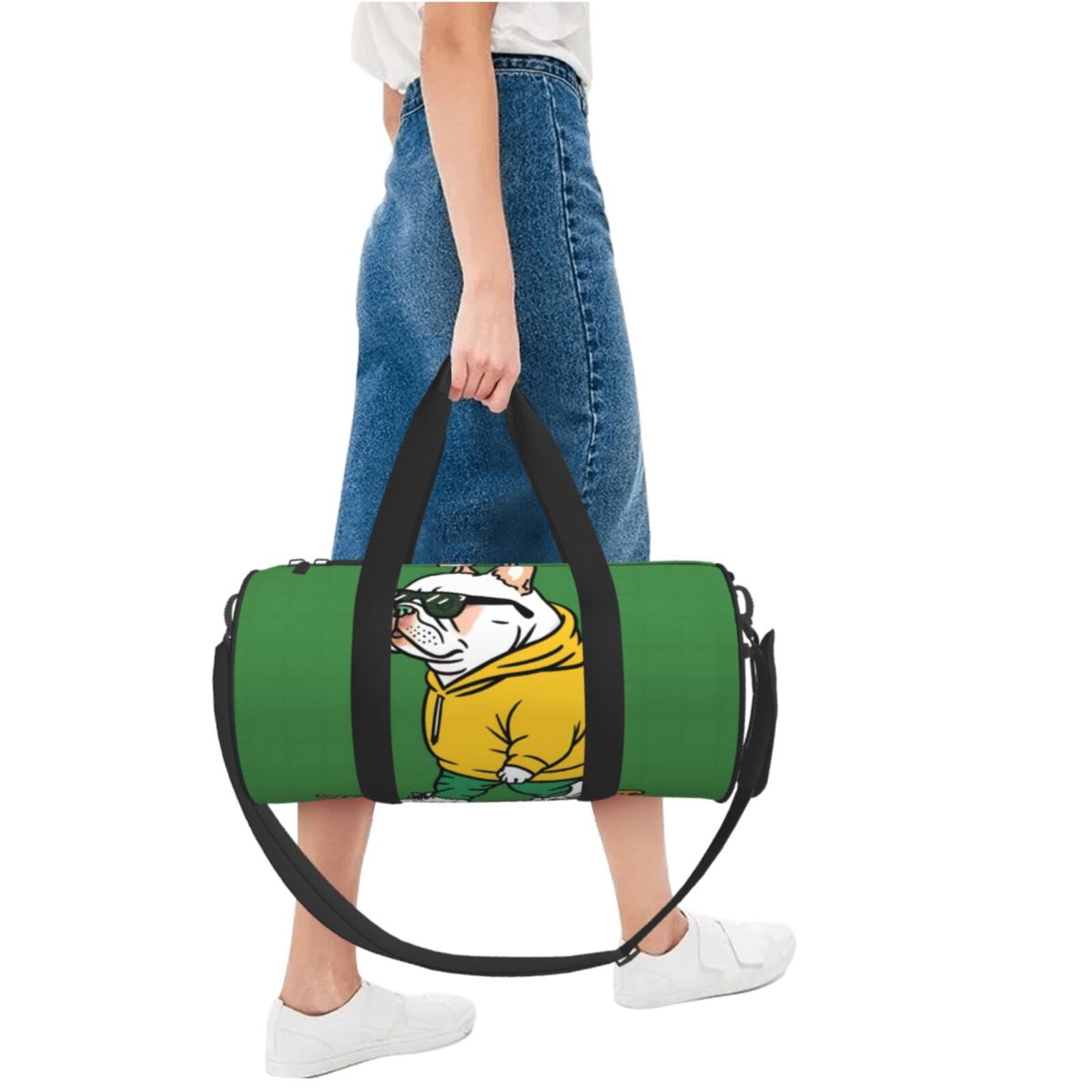 Vsdgher Cool Skateboarding Bulldog 45L Foldable Duffel Bag, Sports Gym Bag,Overnight Bag, Portable Weekender Bag for Airplanes