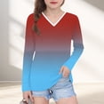 thumbnail image 2 of zbxnLI Teen Girls T-Shirts Gradient Long Sleeve Tee Fall Winter Basic Shirts Casual Tops for Little & Big Girls, 2 of 8