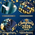 thumbnail image 3 of Gold Theme Graduation Banner Blue Background Senior 2026 Banner Firework Design Star Decor Congrats Backdrop for Graduation Party Senior Ceremony Photo Shoot, 3 of 8