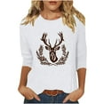 thumbnail image 2 of GaThRRgYP Womens Plus Size Tops,Blouse for Women under $10,Women's New 3/4 Sleeve Western Style Printed Casual Top T-shirt White M, 2 of 4