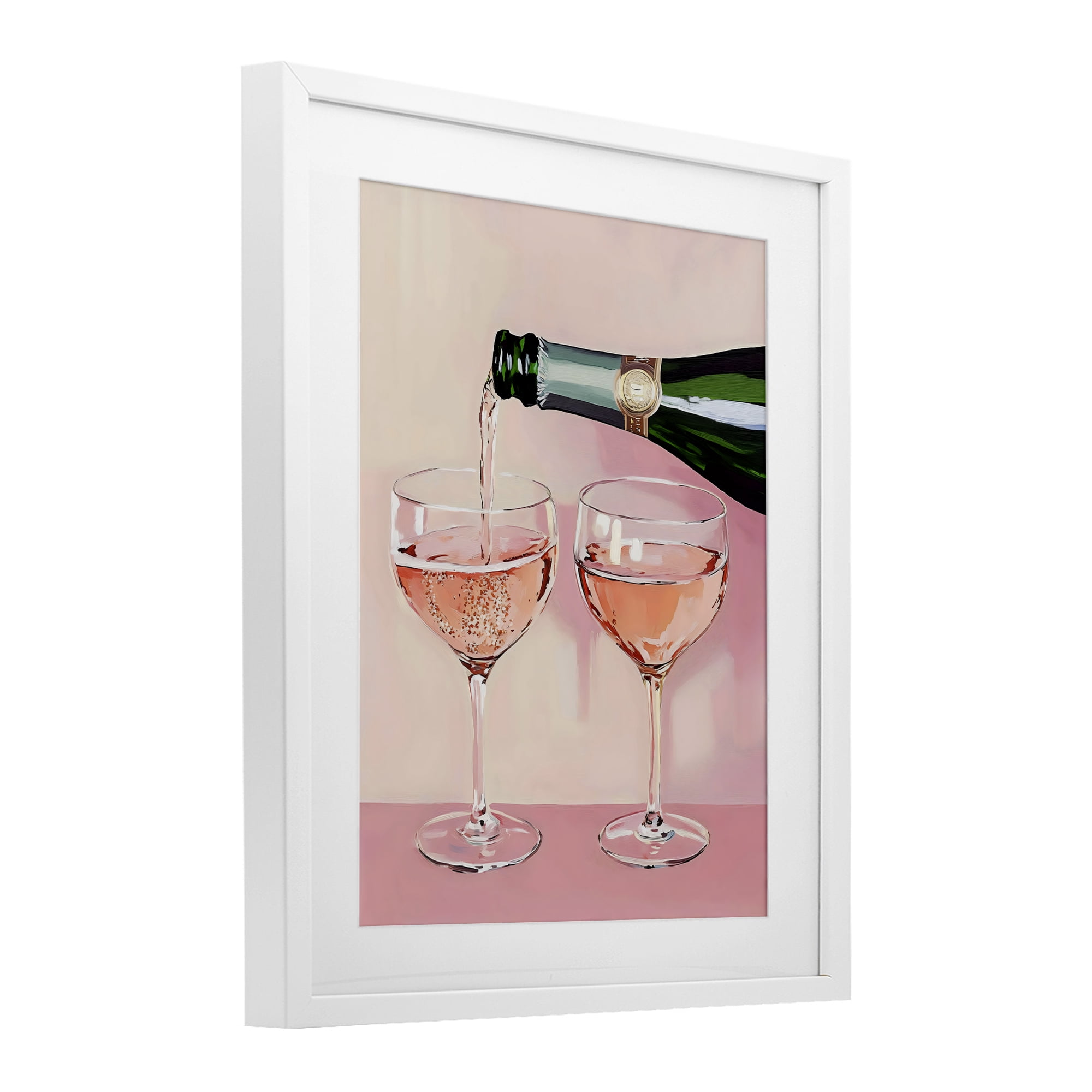 Stupell Industries Pink Champagne Toast for Two White Framed Print Under Glass, design by The Prints Vibe