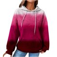 thumbnail image 2 of Waffle Hoodies for Women Gradient,Women Oversized Hoodies Casual Basic Color Block Print Waffle Long Sleeve Pullover Top Hooded Sweatshirt with Pocket, 2 of 4