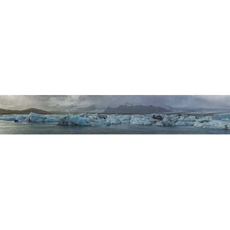 Stitched panoramic image of the Jokulsarlon glacial lagoon along the Southern coast of Iceland Iceland Canvas Art - Robert Postma  Design Pics (52 x (Best Pic Stitch App)