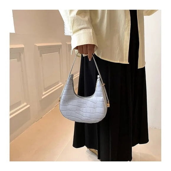 LHSHID PU Leather Women Luxury Designer Handbag Purses Fashion Vintage Double Zipper Half Moon Crescent Hobos Shoulder Bags Hot