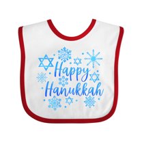 Inktastic Happy Hanukkah Blue Stars of David and Snowflakes Boys or Girls Baby Bib
