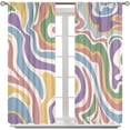thumbnail image 7 of Abstract Colorful Groovy Curtains, Modern Aesthetic Cute 70s Retro Spiral Swirl Rainbow Wavy Window Drapes for Kids Girls Bedroom Livingroom, 63" W X 63" L, 7 of 7