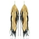 thumbnail image 1 of VANGANIA Aretes largos mujer de plumas Maxi Raven Gold elegantes hechos a mano, 1 of 5