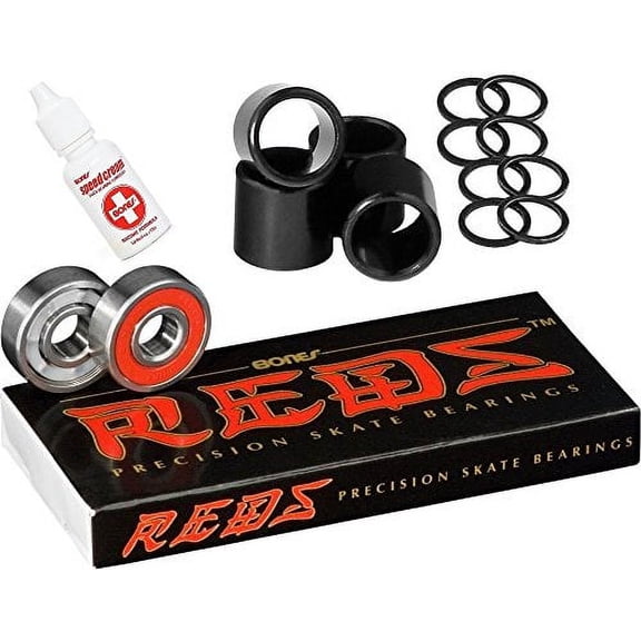 Bones Bearings Reds Bearings (8 Pack w/ Spacers & Washers & Speed Cream)