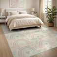 thumbnail image 3 of ODIKA 8'x10' Washable Area Rug Navy Whimsical Cute Motifs Entry Scattered Polka Dot Pink Flowing Dynamic for Dining Room, Large Office, Lounge, Non-Slip Chair-Friendly Mat, 3 of 7