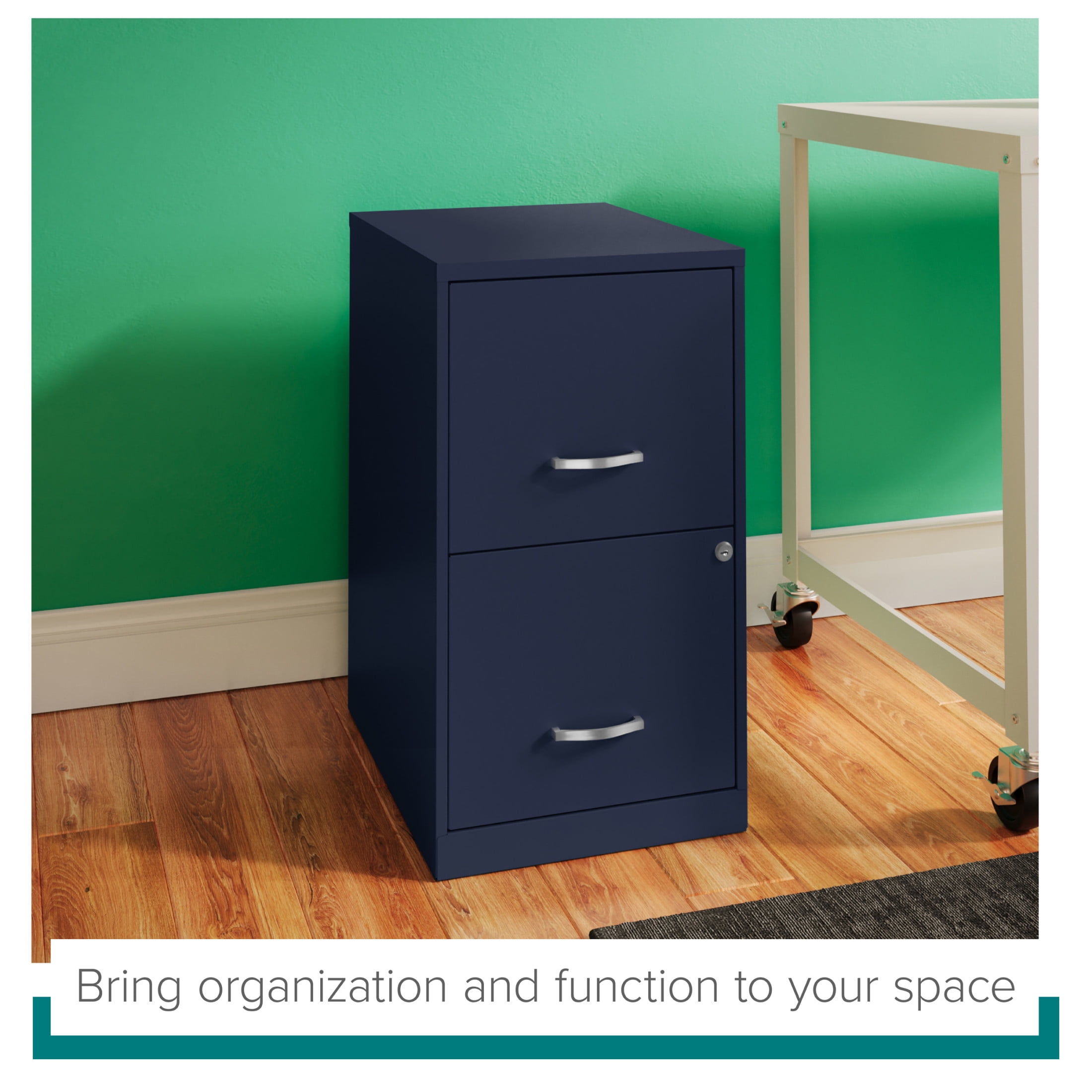 Space Solutions 18" Deep 2 Drawer Letter Width Vertical File Cabinet, Navy