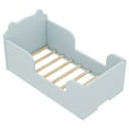 thumbnail image 4 of Aukfa Toddler Bed, Floor Bed Frame with Safely Rail and Bear Shape Headbroad for Kids Ages 2-6, Blue, 4 of 8